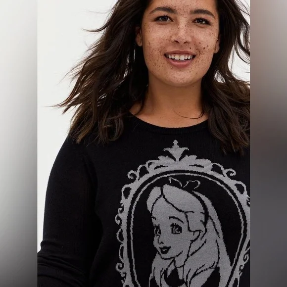 Torrid Disney Alice In Wonderland Black Sweater 1X (14-16) - Picture 4 of 7